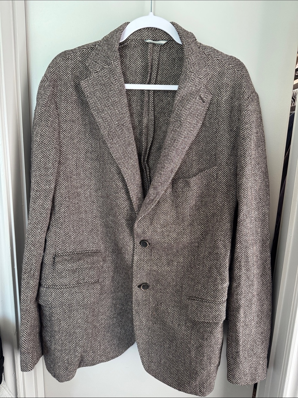 Men's Gemelli Wool Herringbone Blazer - Brown & Cream
